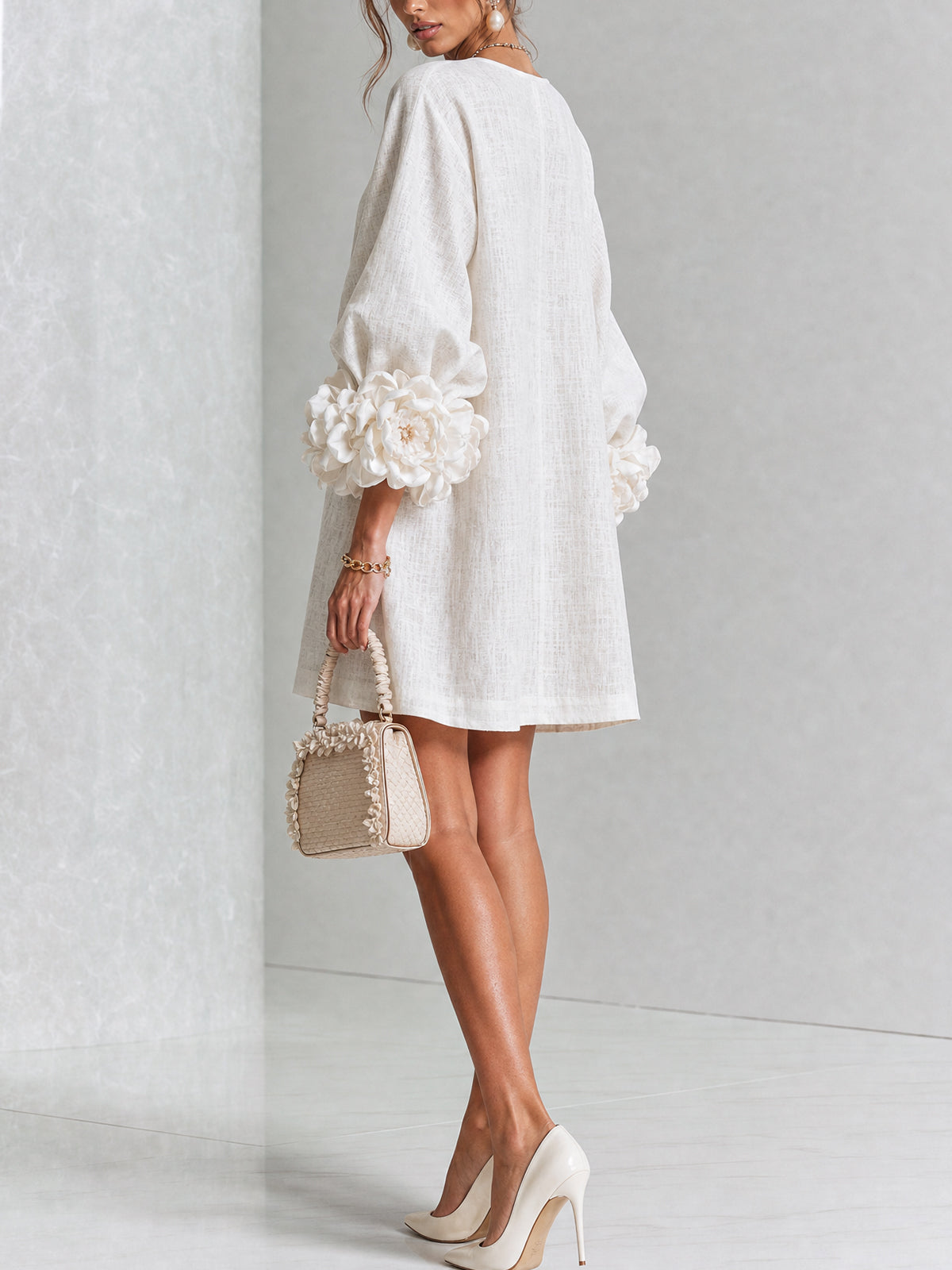 Mabel Linen Puff Sleeve Dress