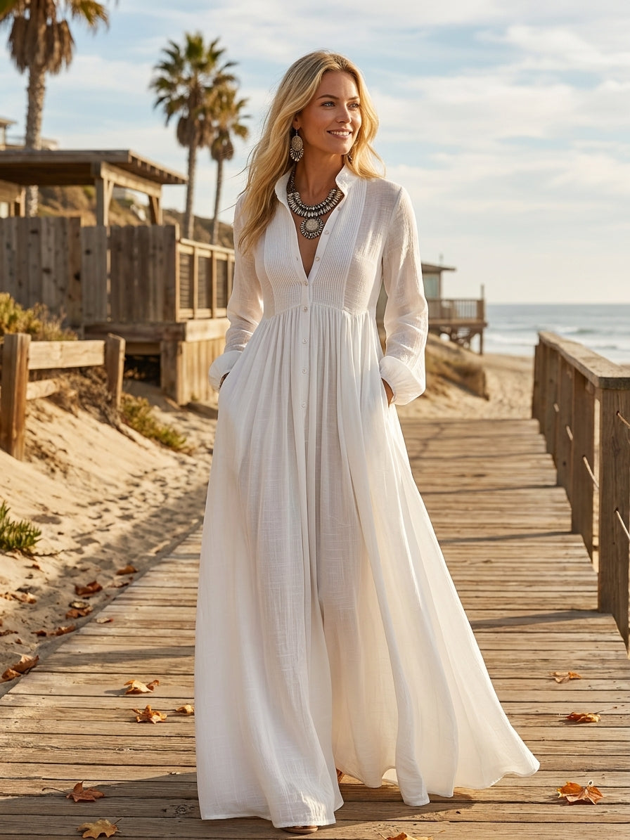 Corbin Linen Patchwork Maxi Dress