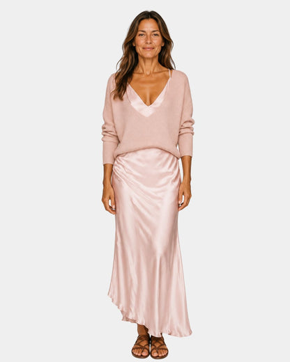 Delphine Satin Dress And Knit Top Set