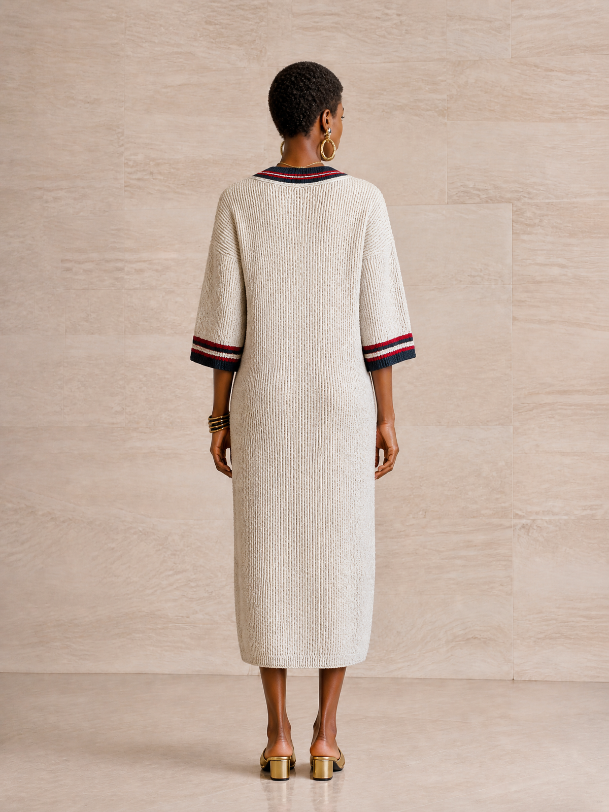 Thea Striped Knit Midi Dress