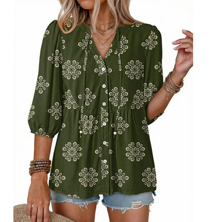 Boho Floral V-Neck