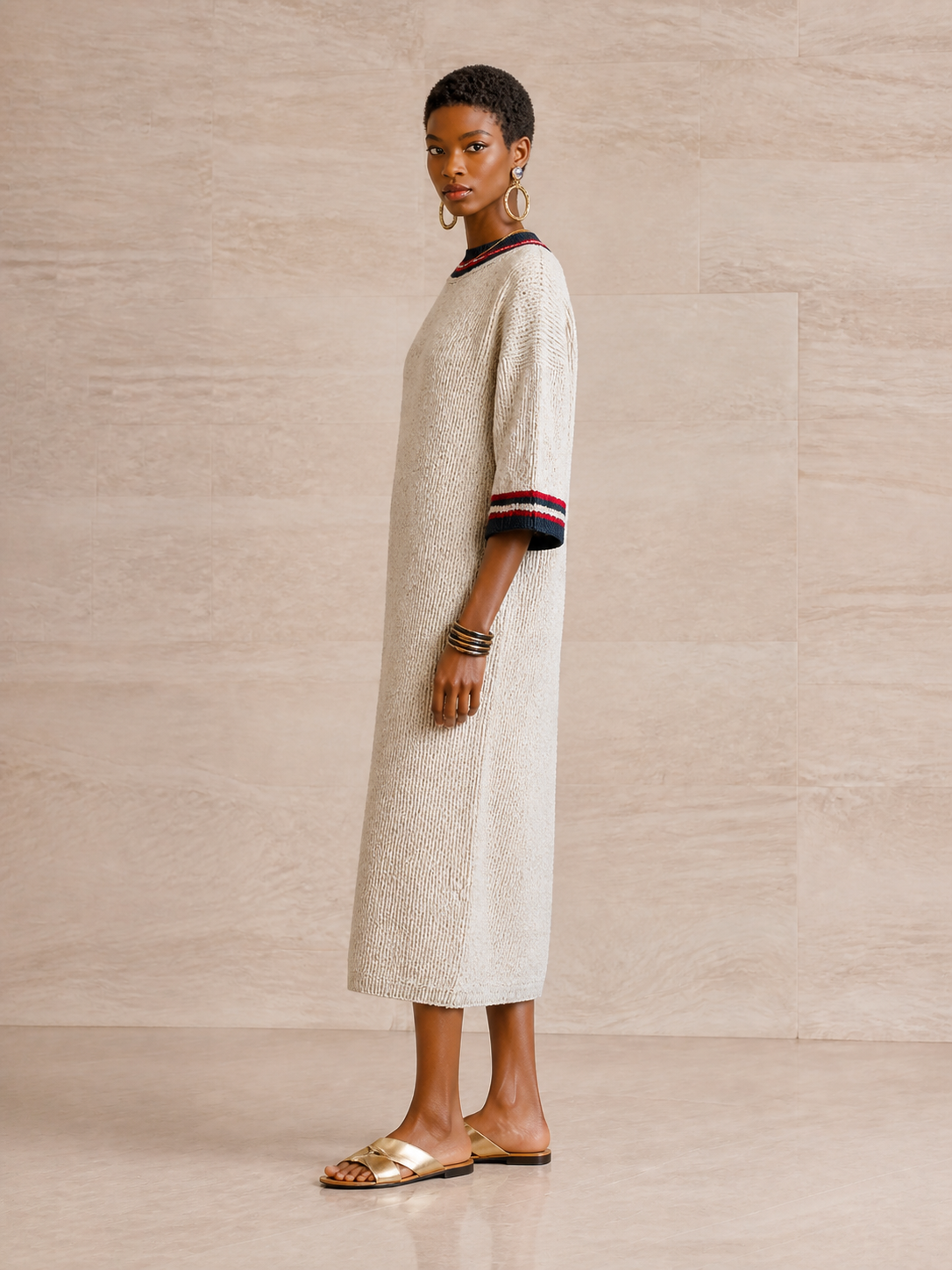 Thea Striped Knit Midi Dress