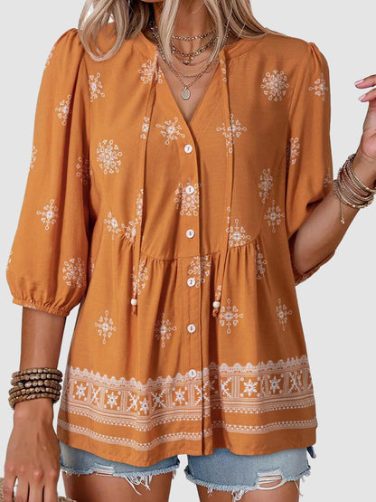 Boho Floral V-Neck