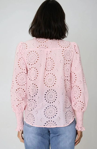 Benton Blouse | Button Down Shirt in Pink