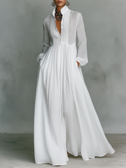 Corbin Linen Patchwork Maxi Dress