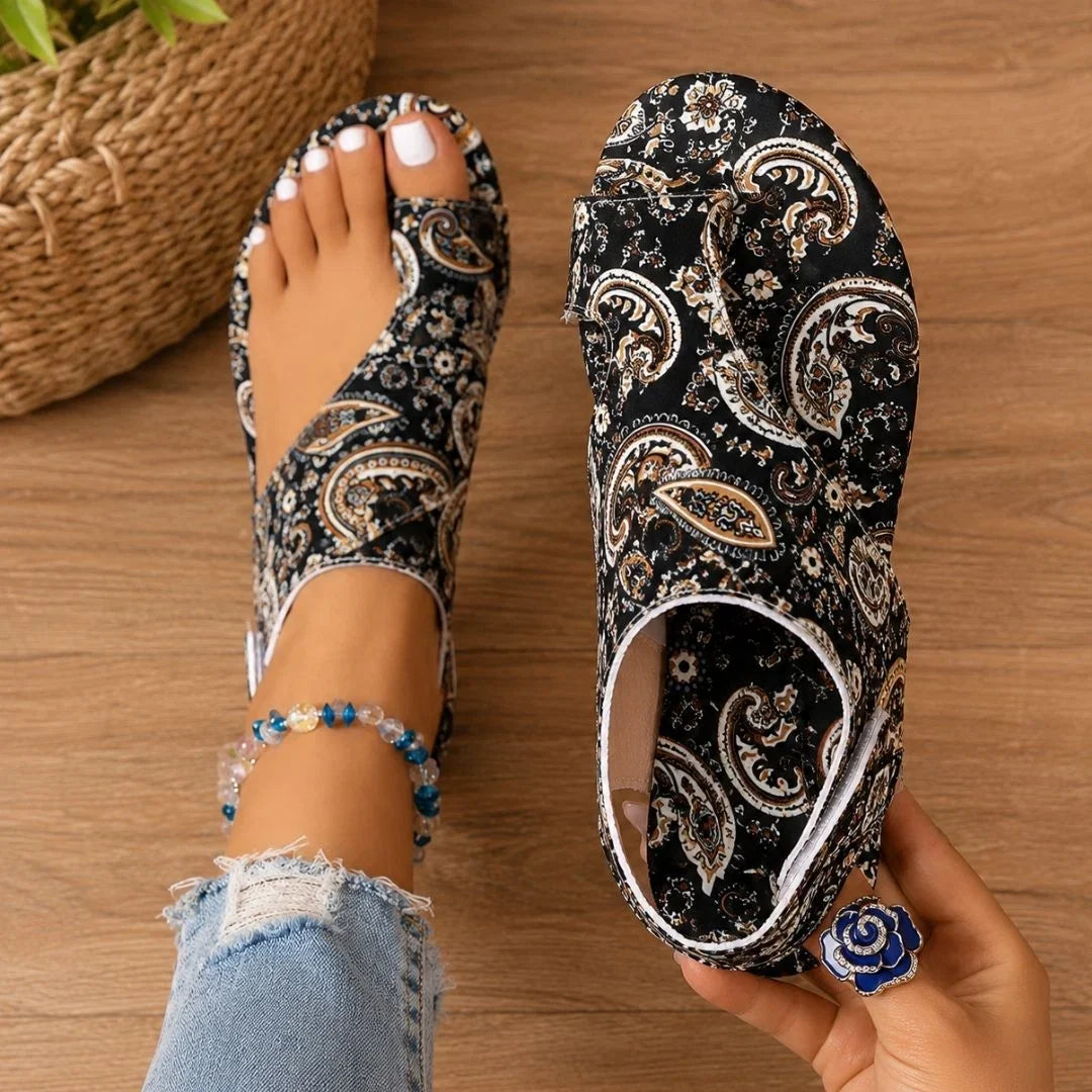 Elsie Paisley Print Sandals