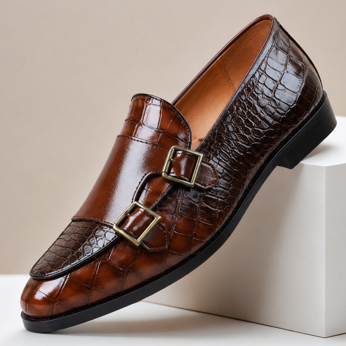 Ellis Embossed Leather Loafers