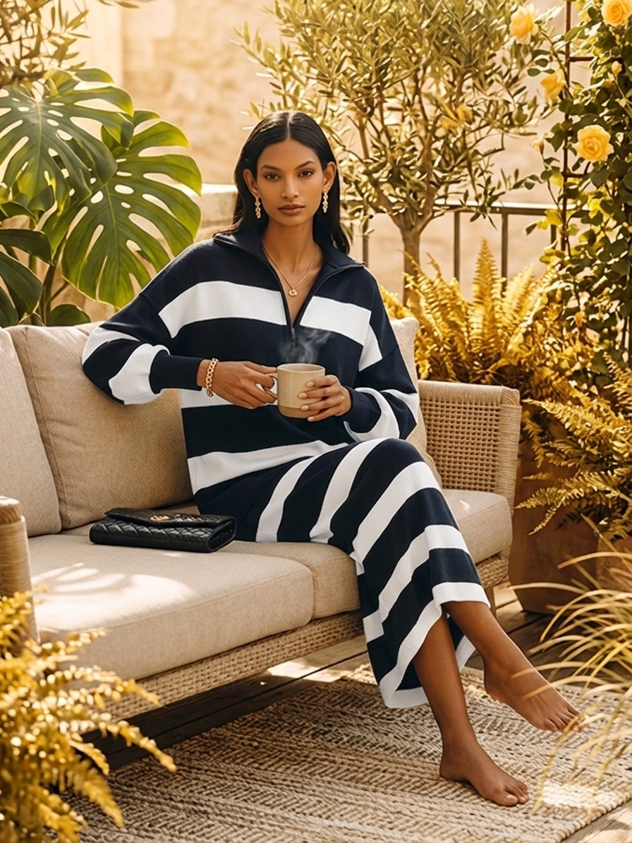 Romy Half Zip Top And Skirt Set