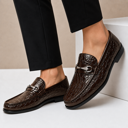 Callum Embossed Leather Loafers