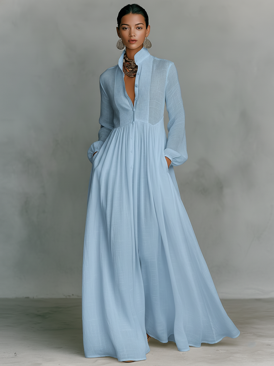 Corbin Linen Patchwork Maxi Dress