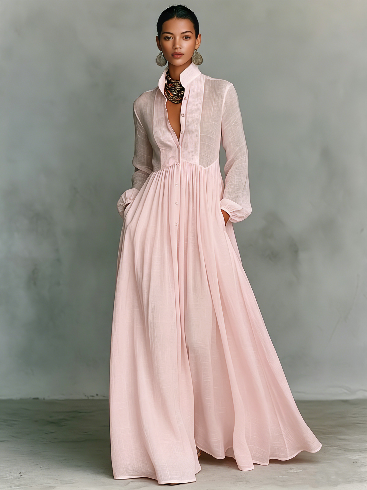 Corbin Linen Patchwork Maxi Dress