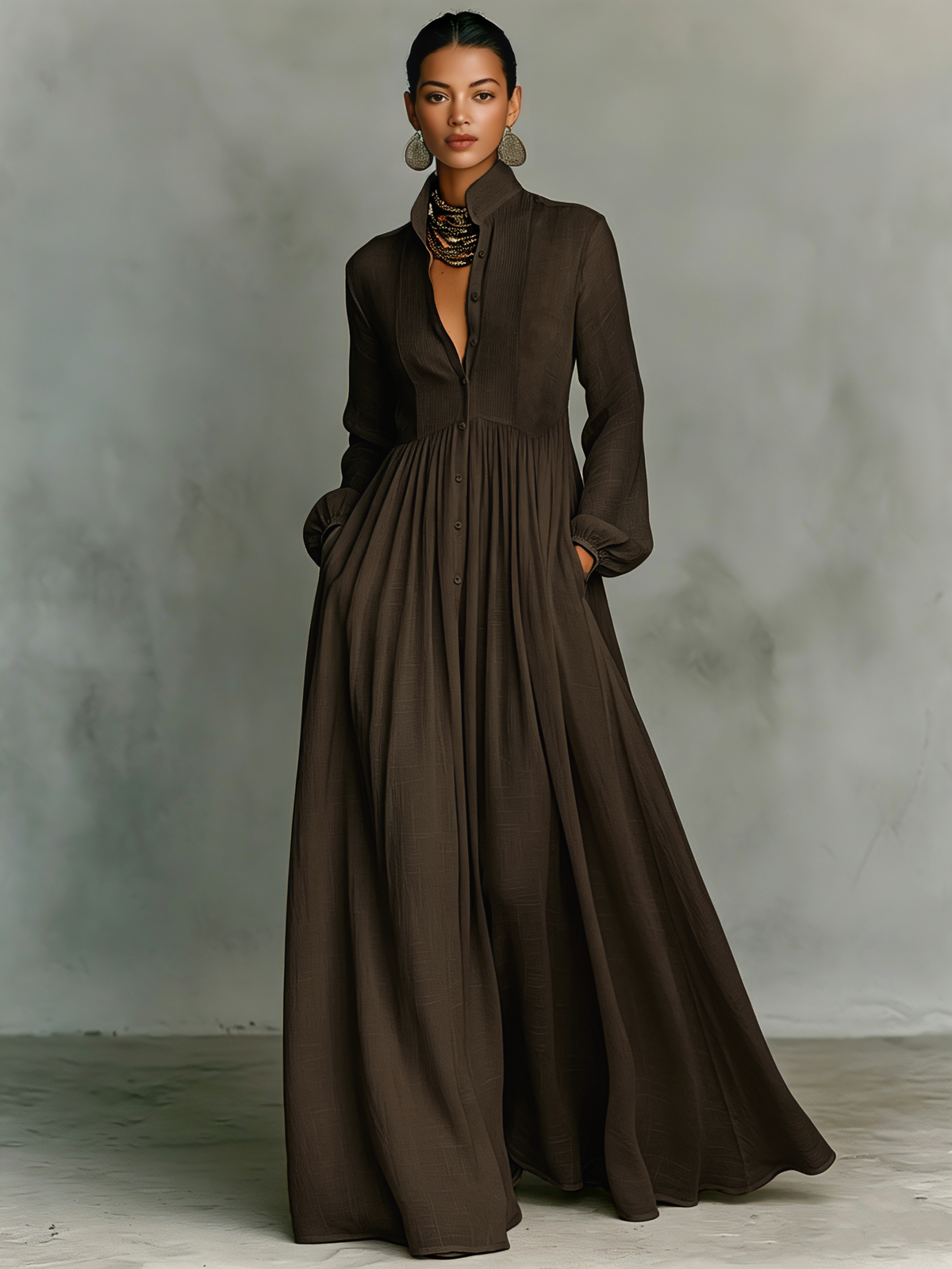 Corbin Linen Patchwork Maxi Dress