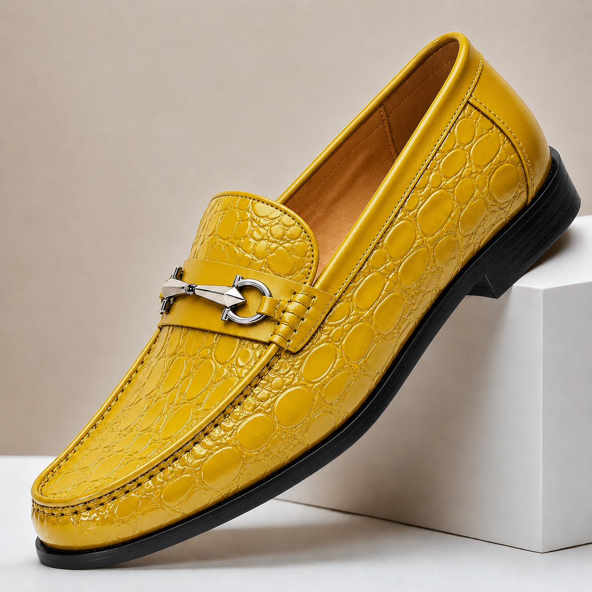 Callum Embossed Leather Loafers