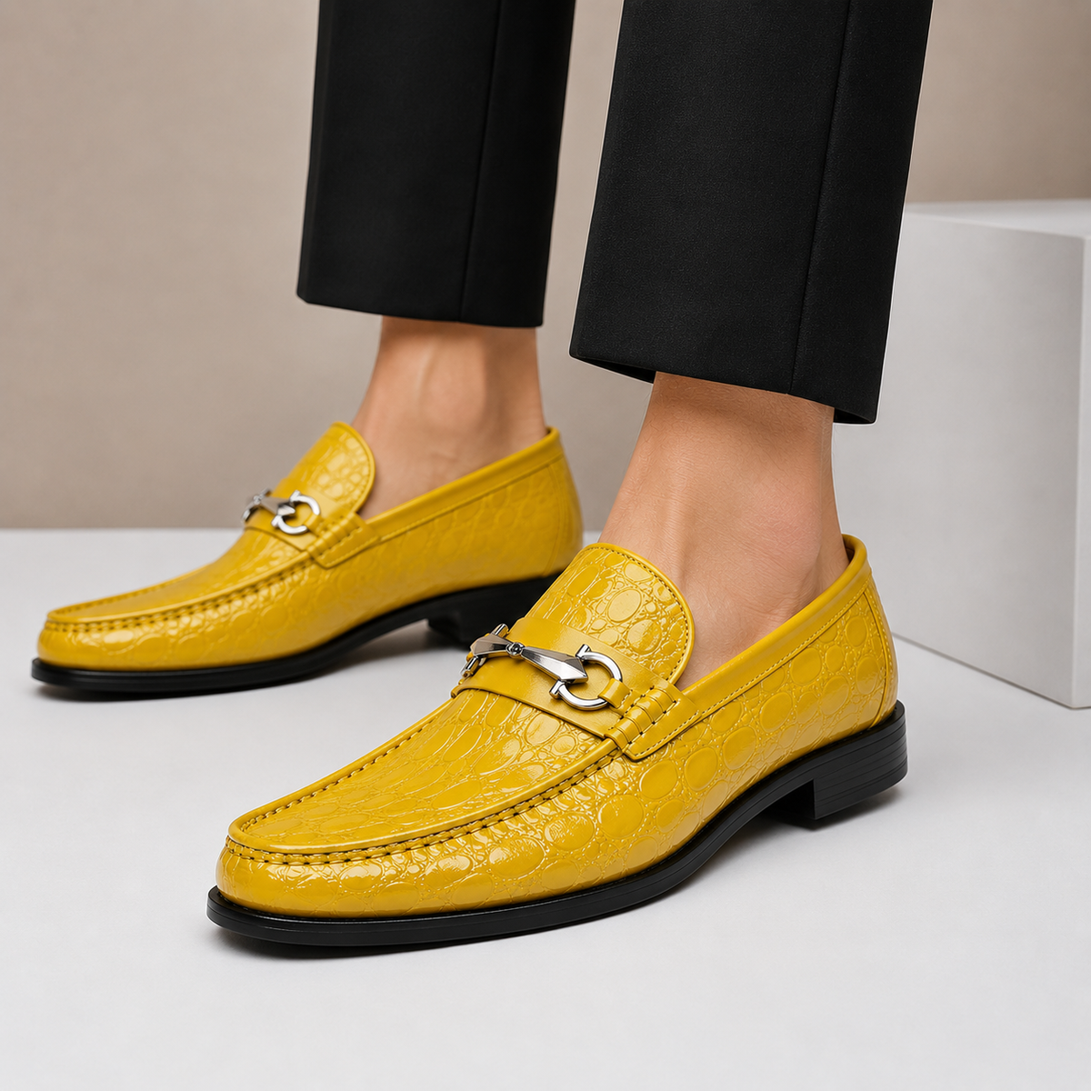 Callum Embossed Leather Loafers