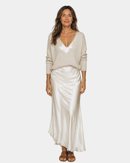 Delphine Satin Dress And Knit Top Set