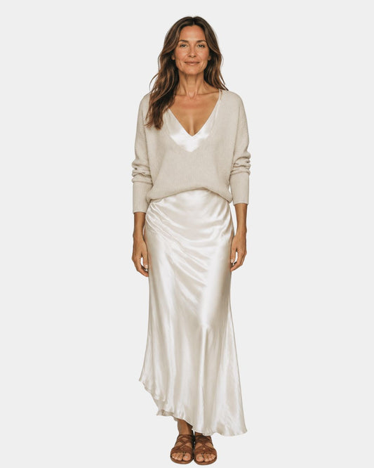 Delphine Satin Dress And Knit Top Set