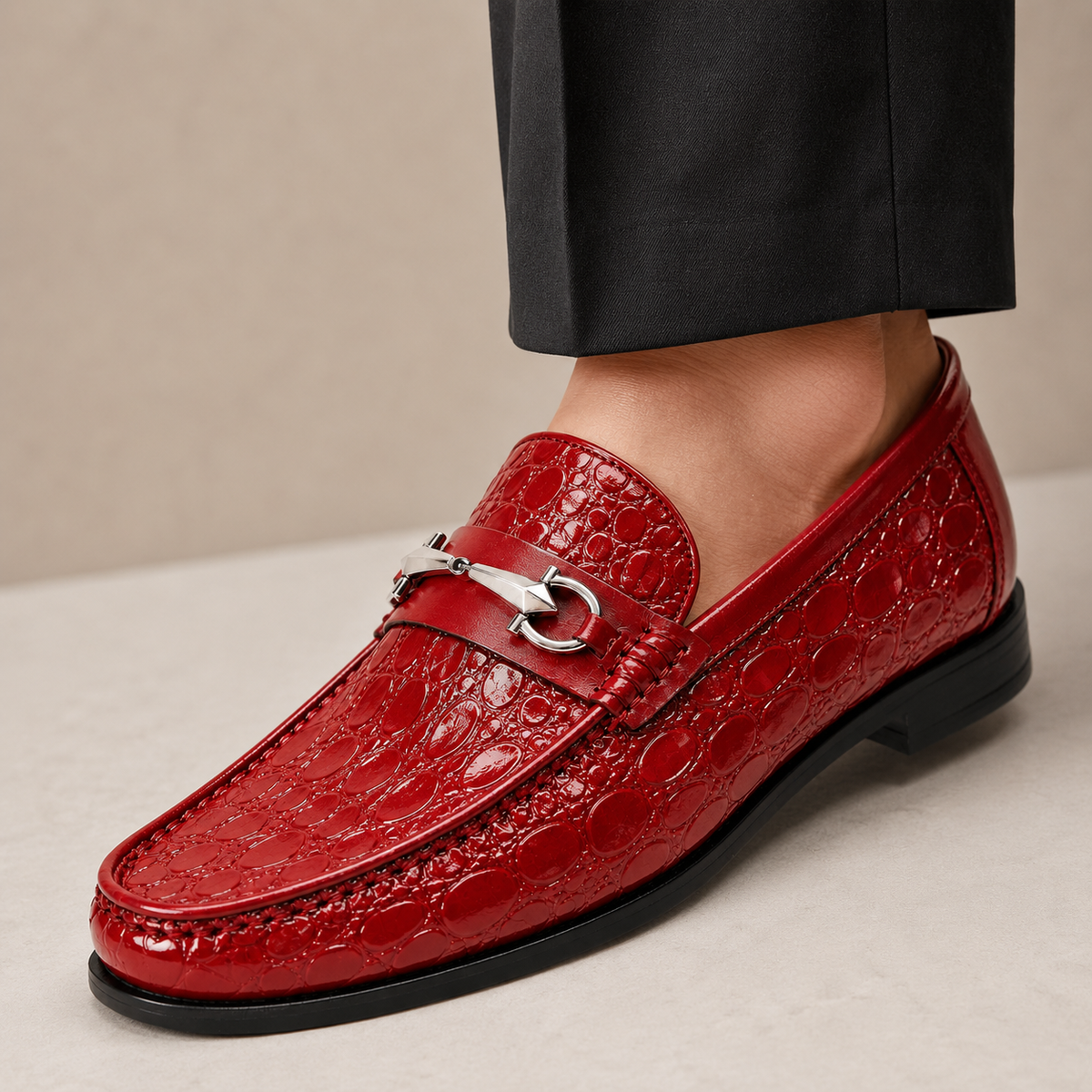 Callum Embossed Leather Loafers