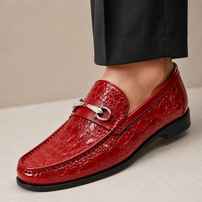 Callum Embossed Leather Loafers