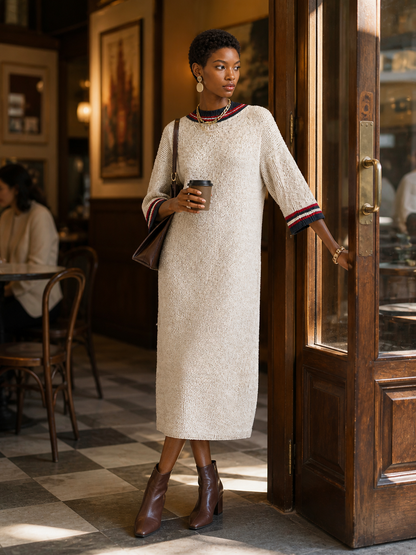Thea Striped Knit Midi Dress
