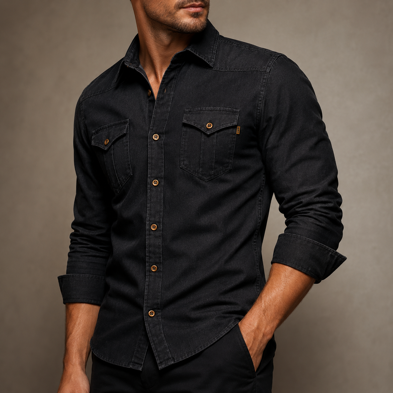 AdaptiveFit Cotton Denim Shirt