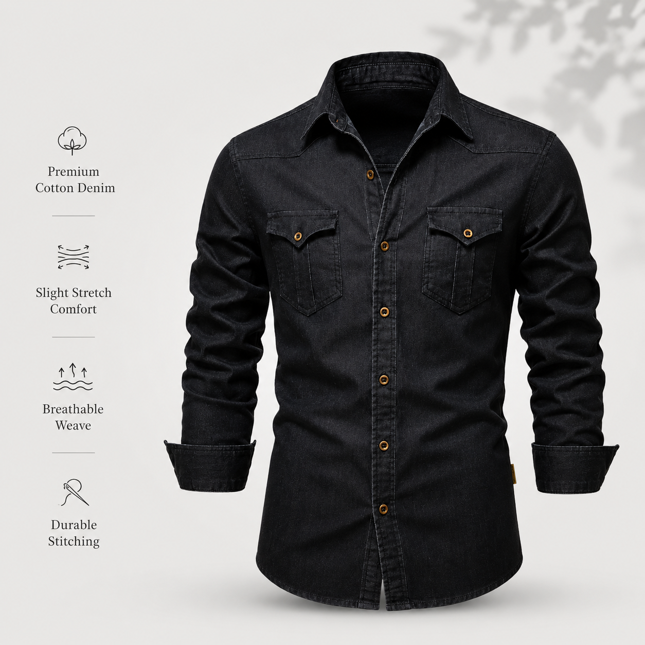 AdaptiveFit Cotton Denim Shirt