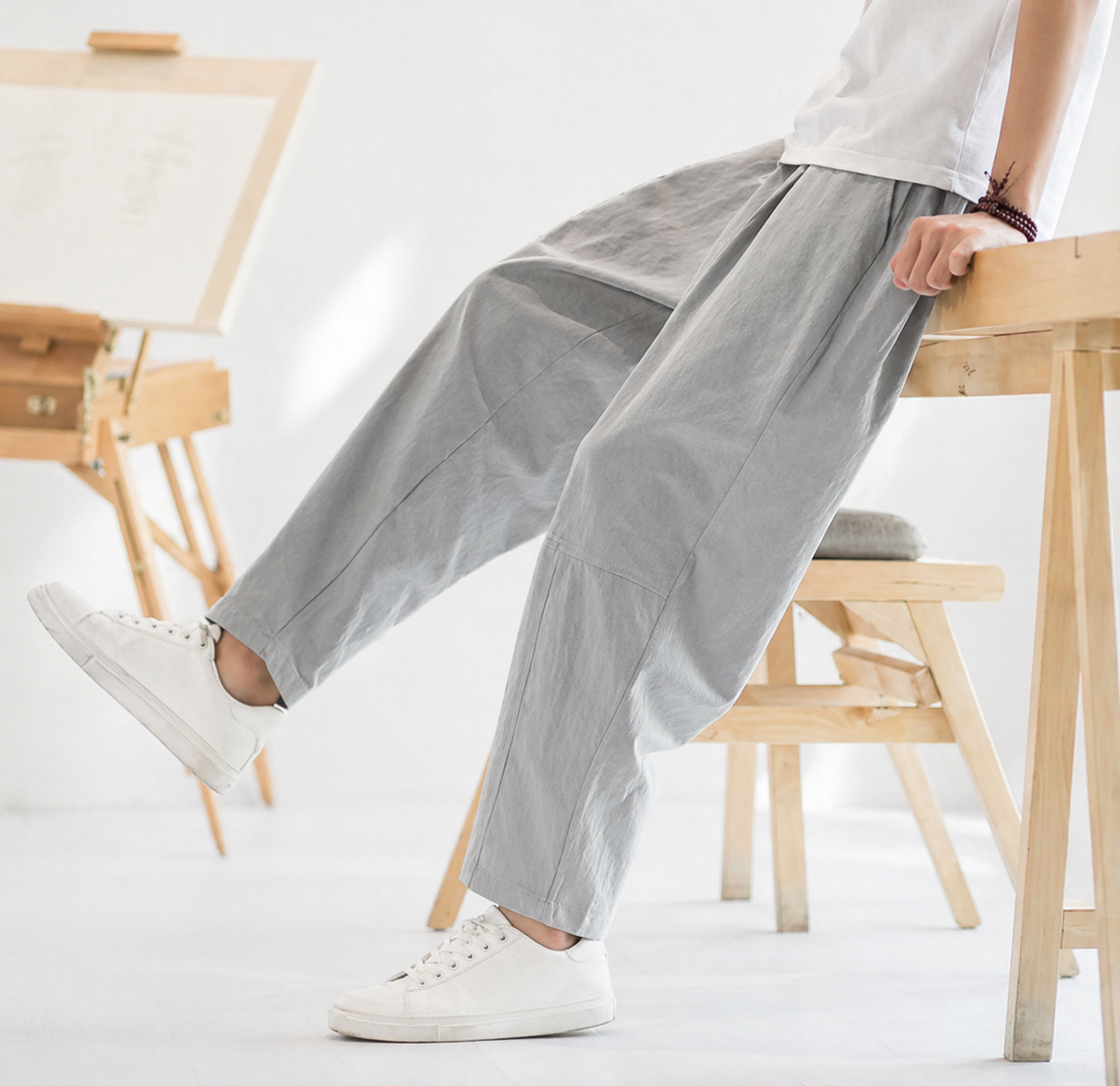 Manhattan Cropped Linen-Blend Pants