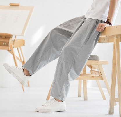 Manhattan Cropped Linen-Blend Pants