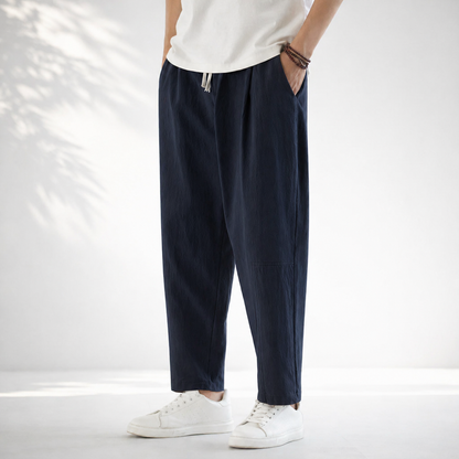 Manhattan Cropped Linen-Blend Pants
