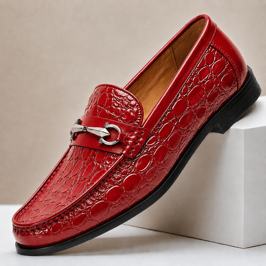 Callum Embossed Leather Loafers