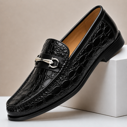 Callum Embossed Leather Loafers