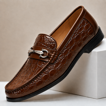 Callum Embossed Leather Loafers