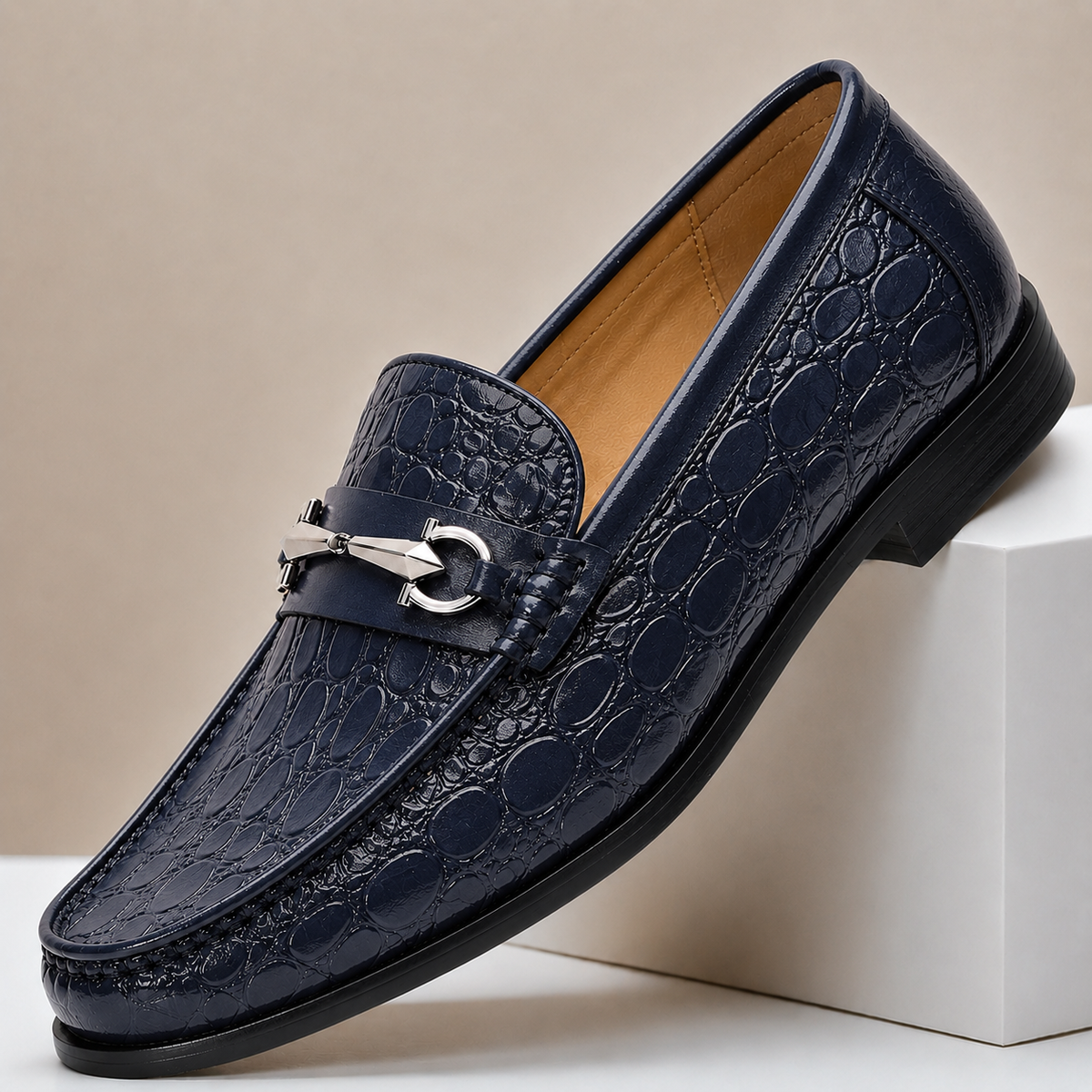 Callum Embossed Leather Loafers
