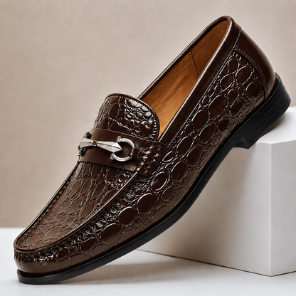Callum Embossed Leather Loafers