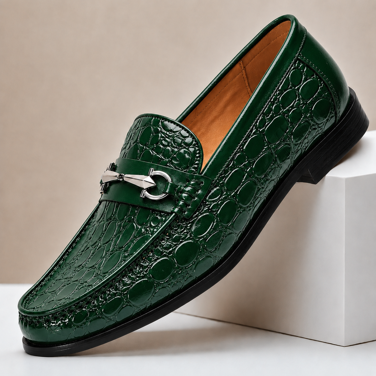 Callum Embossed Leather Loafers