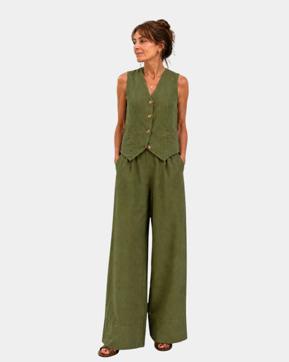 Rowan Sleeveless Waistcoat Two Piece Set