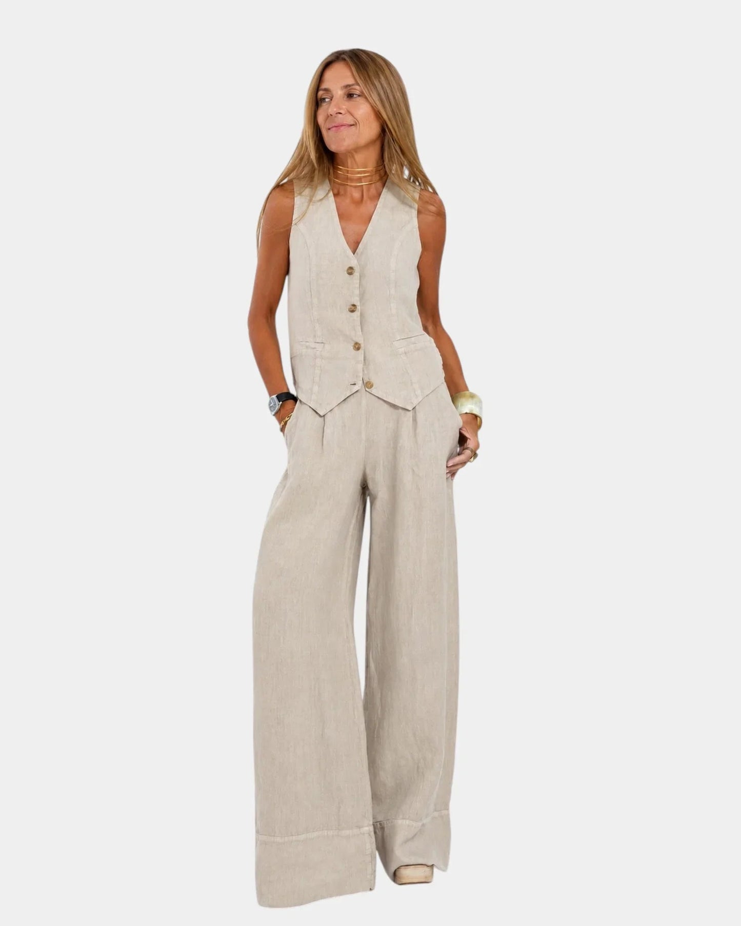 Rowan Sleeveless Waistcoat Two Piece Set