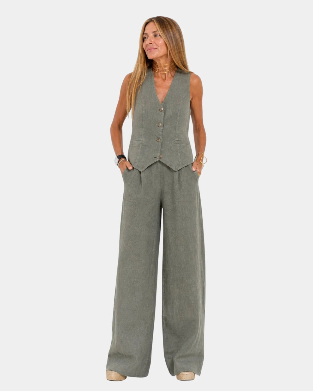 Rowan Sleeveless Waistcoat Two Piece Set