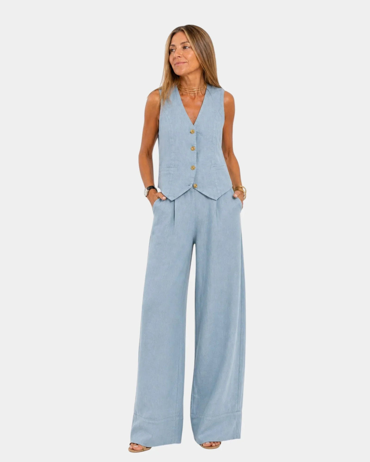 Rowan Sleeveless Waistcoat Two Piece Set