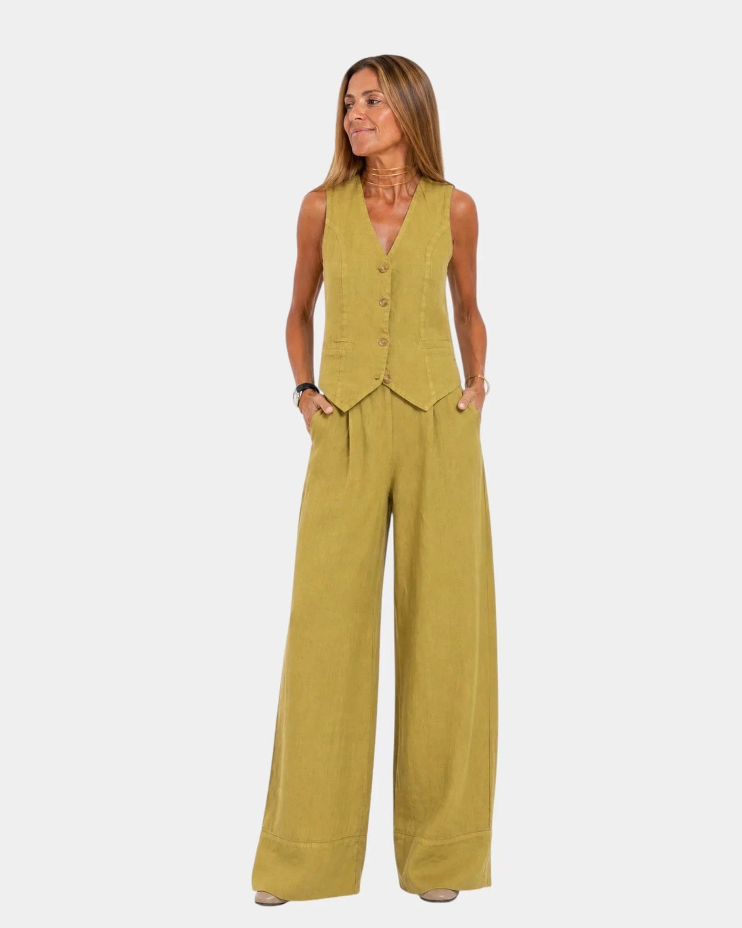 Rowan Sleeveless Waistcoat Two Piece Set