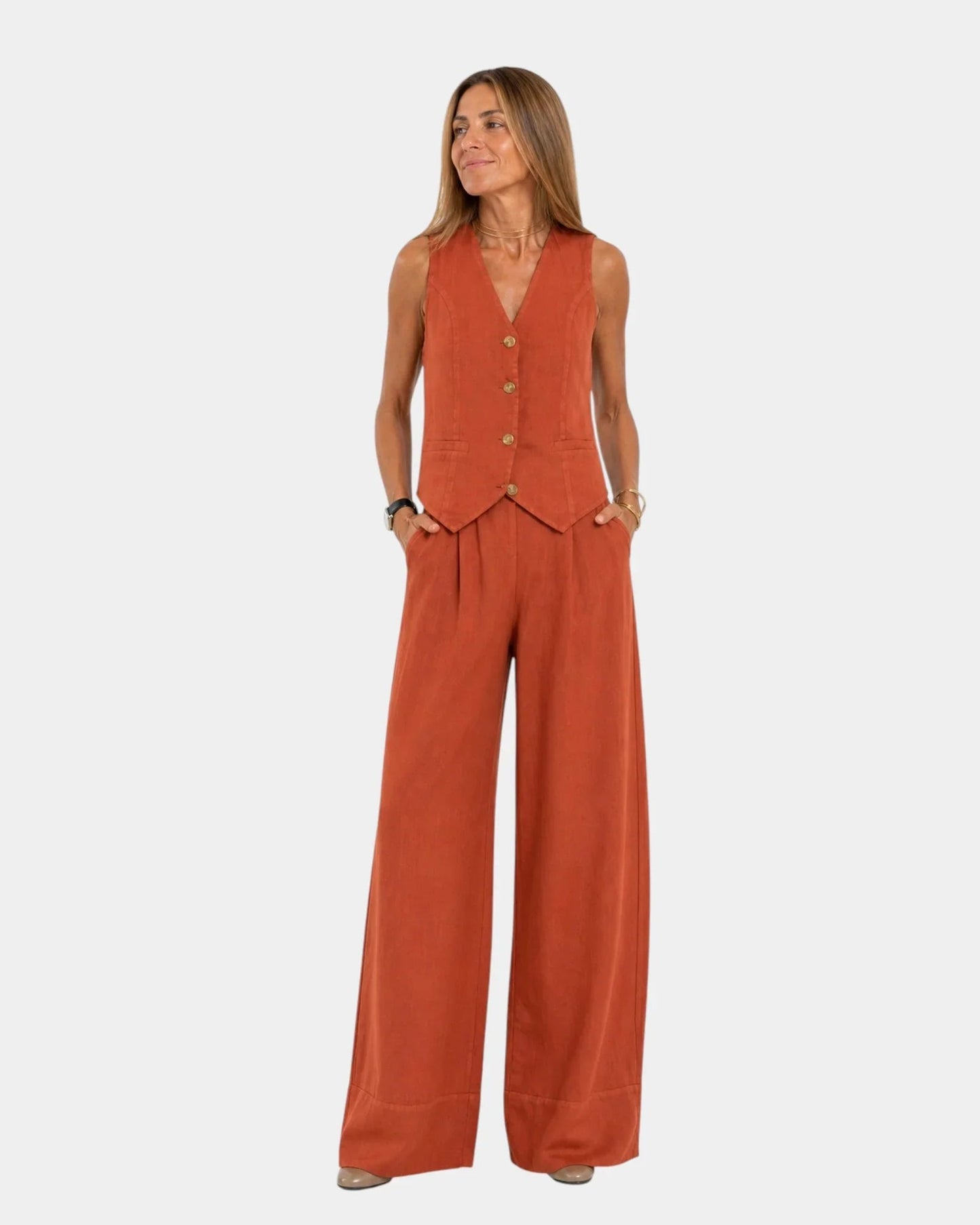 Rowan Sleeveless Waistcoat Two Piece Set