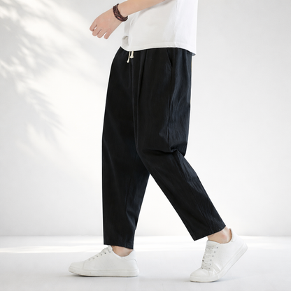 Manhattan Cropped Linen-Blend Pants