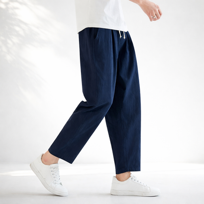 Manhattan Cropped Linen-Blend Pants