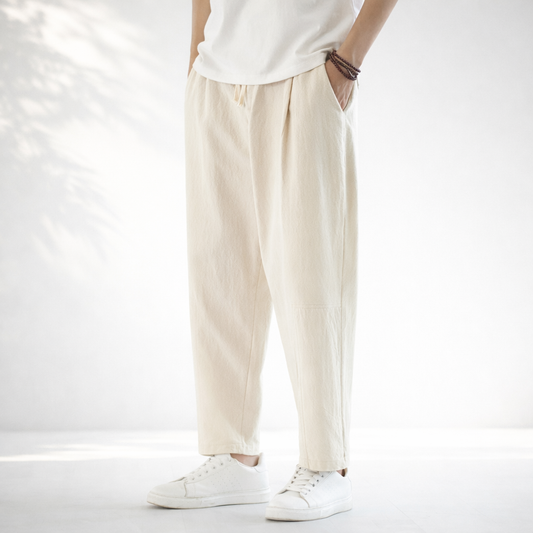 Manhattan Cropped Linen-Blend Pants