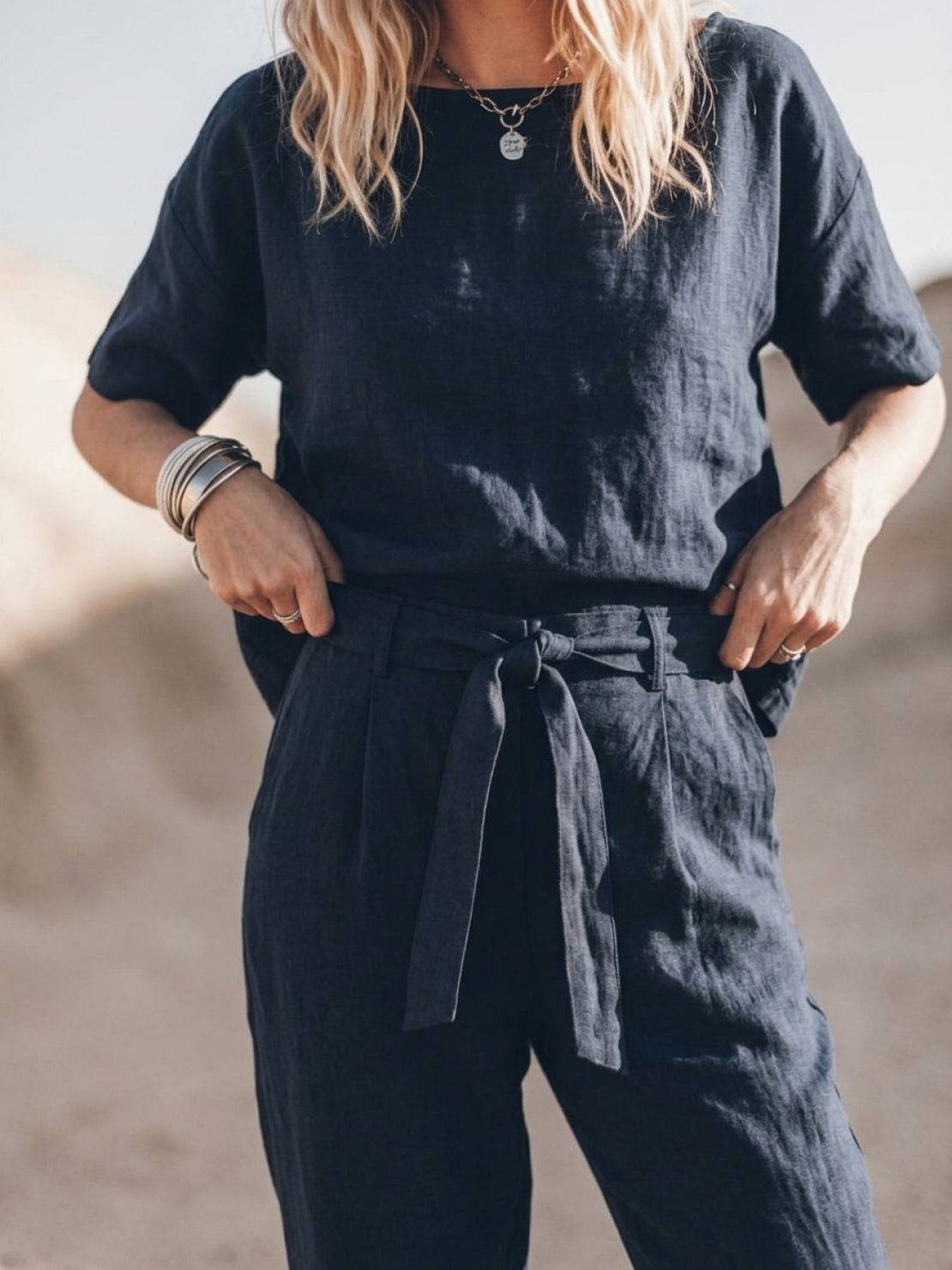 Elisa | 100% Cotton Linen Monochrome Co-ord