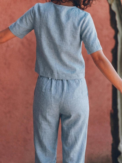 Elisa | 100% Cotton Linen Monochrome Co-ord
