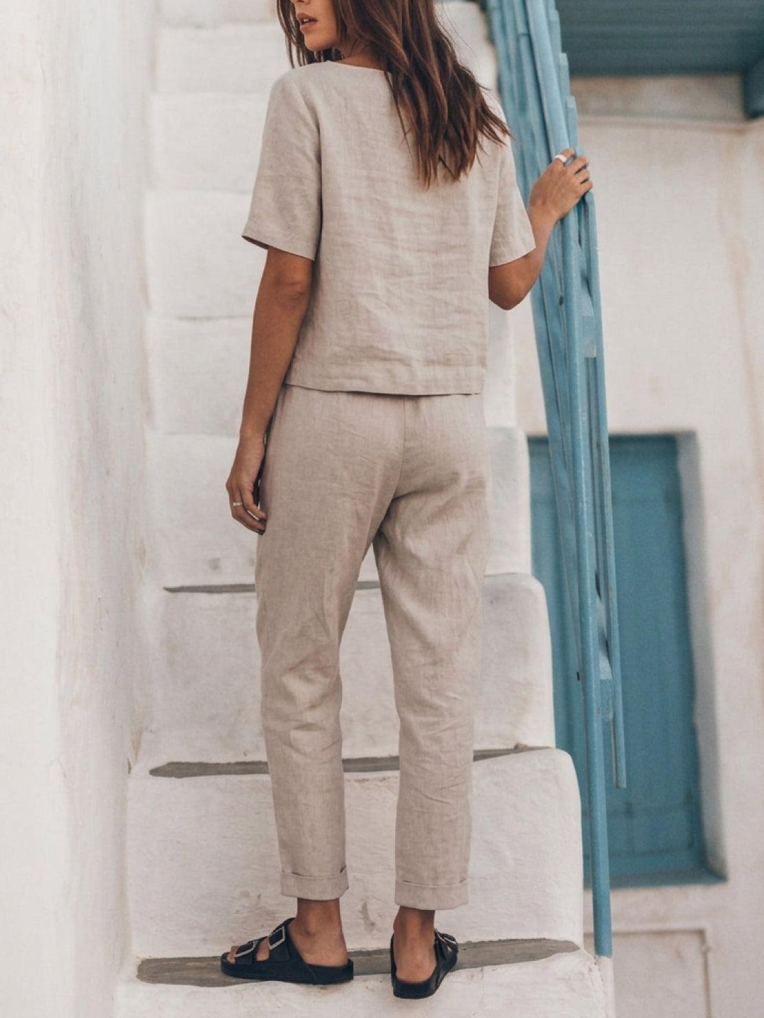 Elisa | 100% Cotton Linen Monochrome Co-ord