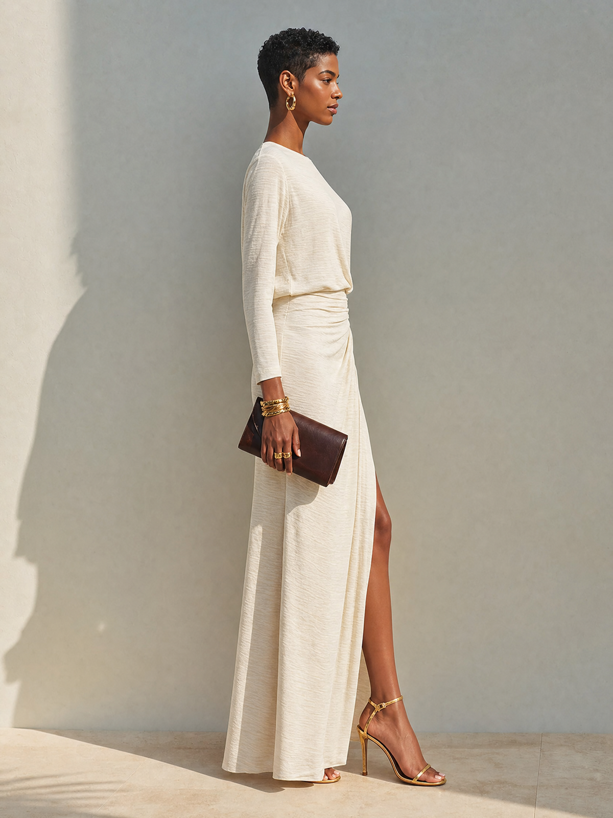 Nadia Ruched Jersey Maxi Dress