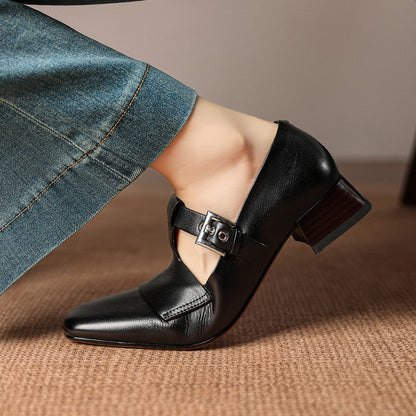 Iris Leather T Bar Court Shoes
