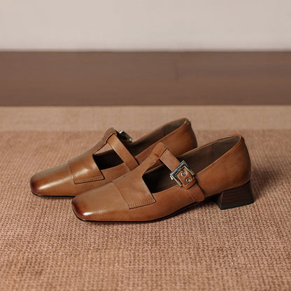 Iris Leather T Bar Court Shoes