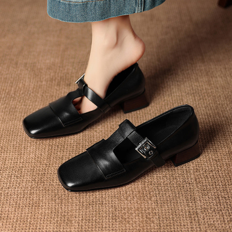 Iris Leather T Bar Court Shoes